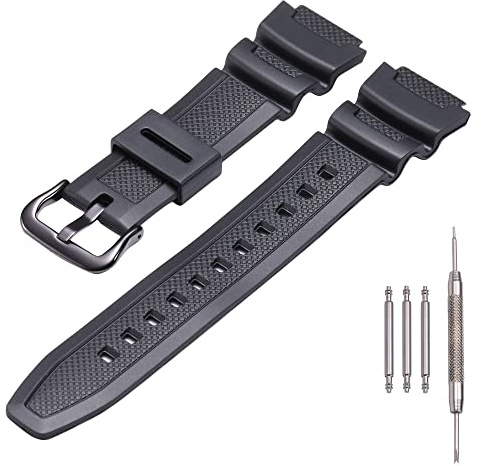 MCXGL Bracelet de rechange en résine naturelle compatible avec Casio W218H W-219H AE1200WH AE-1300WH W800H SGW-300H F-108WH, bracelet en caoutchouc imperméable, 18mm