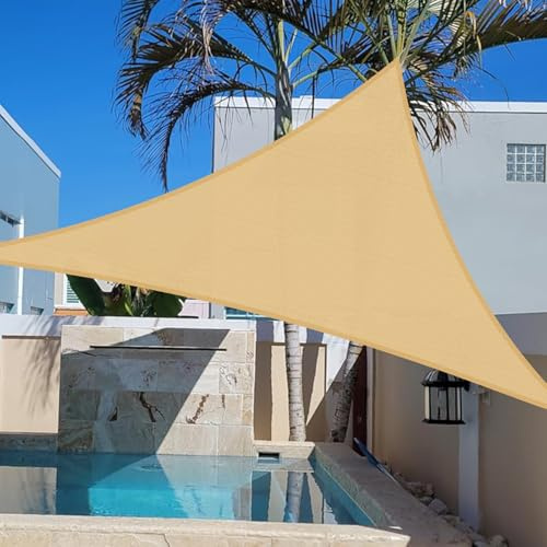 Cool Area Tenda a Vela Triangolare 5x5x7m Traspirante HDPE Vela ombreggiante Protezione Raggi UV parasole per Giardino Esterno Terrazza-Sabbia
