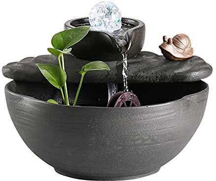 zlw-shop Fontana da Interno Fontana da Tavolo da Tavolo Piccola Cascata di rilassamento Cascata con Perline Luminose a turni Perline da Interno Decorativo da 11 Pollici Fontana Decorativa