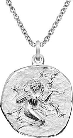 trendor Sternzeichen Jungfrau Ø 20 mm und Halskette 925 Silber 51610-09 | Tierkreiszeichen Anhänger für Damen oder Herren, zauberhafte Sternzeichenkette
