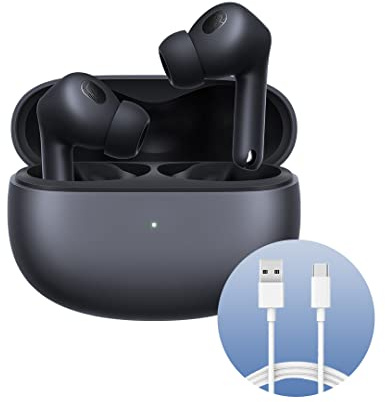 Xiaomi Buds 3T Pro (Carbon Black) con Cable USB-C de 1 m, conexión Bluetooth 5.2, cancelación del Ruido de hasta 40 dB, Carga inalámbrica, Resistente al Polvo y al Agua, versión Italiana