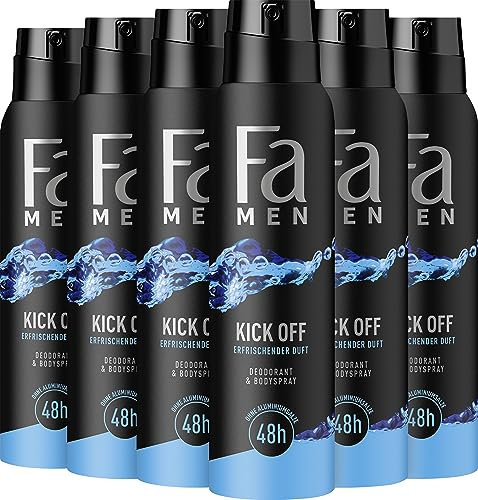 FA Lot de 6 déodorants en spray pour homme Kick Off 150 ml