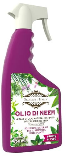 GIARDINI D'ITALIA - Olio di Neem per Piante Pronto all'Uso, Olio di Neem Spray 100% Naturale ad Azione Repellente Contro Zanzare, Pidocchi, Cocciniglia e Altri Insetti Dannosi per le Piante, 750 ml