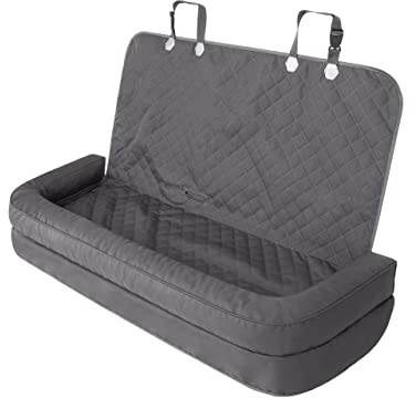 PillowPrim Hundeautositz, Hundedecke Auto rückbank, Transportbox Katze, Hundebox, Hundekorb, Hundegeschirr, Hundebett, Hundekörbchen, Graphit Oxford, 133 x 45 cm
