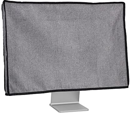 kwmobile Housse écran ordinateur compatible avec 27-28 moniteur - Protection d'écran PC moniteur en lin - gris foncé