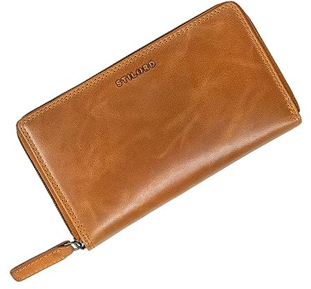 STILORD 'Faye' Damen Geldbörse Leder viele Kartenfächer Portemonnaie Kartenetui Briefbörse Accessoire Geschenk für Frauen Vintage Echtleder, Farbe:Perugia-braun