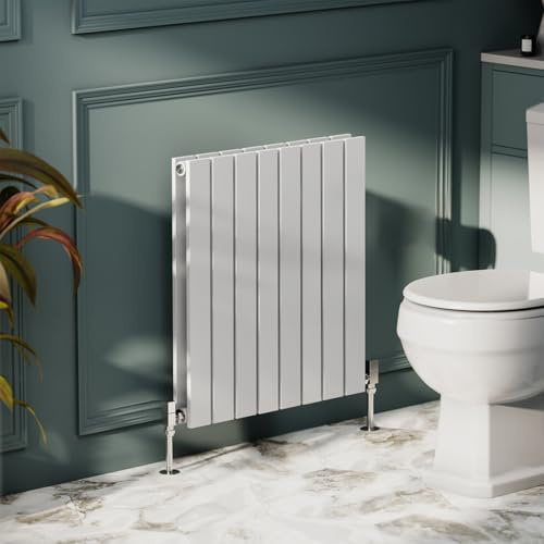 Go Bathrooms Pinta Vertical White Radiator 600 x 544mm White Flat Panel Double Column Vertical Wall Mounted Slim Designer Radiator