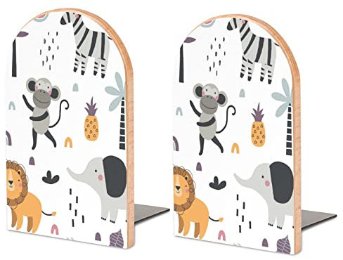 Packung Mit 2 Buchstützen Elefant Rutschfester Bücherständer Aus Holz Bücherregal Bücherhalter Für Home Desk Office Library