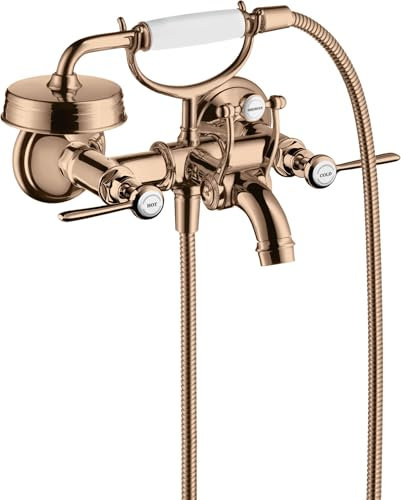 hansgrohe AXOR Montreux 2-Griff-Wannenarmatur Aufputz, Hebelgriffe, Ausladung 220mm, Farbe: Polished Red Gold