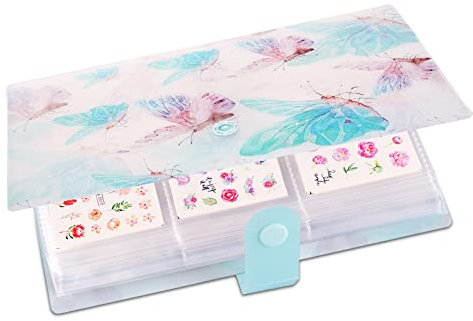 240 Emplacements des Autocollants pour Nail Art Album de Sticker pour Ongles Album de Stockage Accessoires Nail Art Bricolage Ongle (bleu)