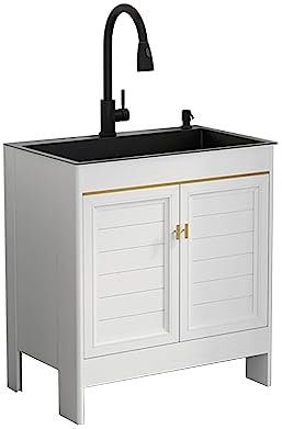 Lavello Cucina con Mobile,Lavandino Cucina in Acciaio Inox,Cucina Componibile,Lavello da Esterno Giardino,Multifunzione,Lavello da Cucina Autoportante 1 Vasca,con Rubinetto Estraibile e Accessori ( Co