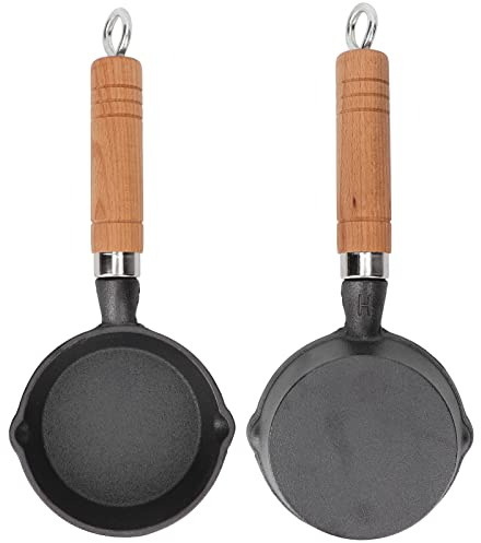 Sart¨¦n de Hierro Fundido Mini con Mango de Madera 10 cm para Tortillas Alb¨®ndigas y Panqueques Cocina