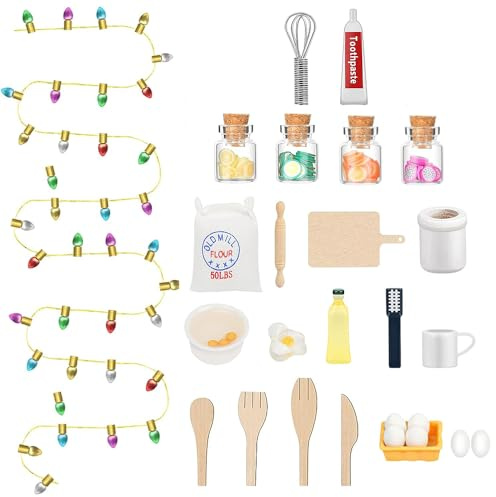 Wichtel Zubehör Weihnachten,27pcs Puppenhaus Zubehör Wichtel,Dollhouse 1 12 Scale Möbelset,Wichtel Zubehör,Weihnachtswichtel Zubehör,Miniatur Garten Zubehör