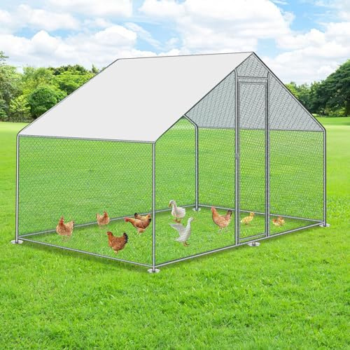 Izrielar XL Hühnerstall Freilaufgehege 3x2x2m mit Sicherheitsschloss und Wasserdichtes PE-Farbtuch, Outdoor Geflügelstall, Viel Platz für Hühner, Kaninchen und weitere Kleintiere, Schnell zu reinigen