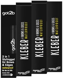 Got2b Brows & Edges Colle étanche, 2 en 1 Brow Gel & Hair Mascara résistant à l'eau et à la transpiration, 24h de tenue, brosse à sourcils pratique