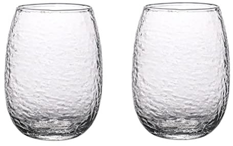 YOtat Verres À Whisky en Verre Sculpté À L'Ancienne, Verre À Whisky en Cristal Façonné, Motif Marteau Japonais, Cadeau pour Petit Ami, Papa, Homme, Lot de 2/4/6 Tasses (2 Tasses)