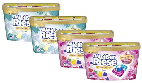 WEISSER RIESE Trio-Caps-Set 4x 18 Waschladungen (72WL) Aromatherapie 2x Color Orchidee & 2x Universal Lotus, mit Good Mood-Duft für unwiderstehlich duftende & strahlend saubere Wäsche