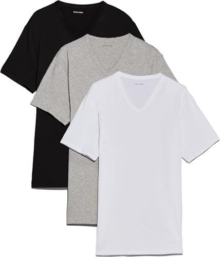 Calvin Klein Camisetas de Manga Corta Hombre Pack de 3 con Cuello de Pico