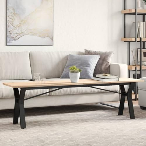 Homgoday Couchtisch Y-Gestell Tischbeine Tischgestell Tischfusse Möbelfüße Tischkufen Tischgestell für Moderne Couchtisch, kafftisch, Wohnzimmer 160x40x45 cm Massivholz Kiefer & Gusseisen