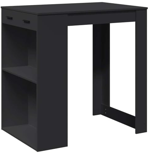 vidaXL Barbord Svart 102x70x103,5 cm Konstruerat Trä, Högt Köksbord, Matbord, Bistrobord, Rektangulärt