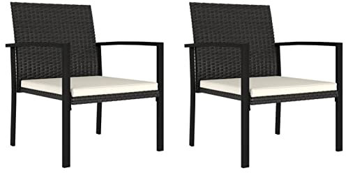 ShGaxin Garten-Essstühle 2 STK Gartenmöbel, Balkonstühle, Chair Outdoor, Balkonmöbel, Hochlehner, Essstühle, Balkon Stuhl, Bistrostuhl, Garten Stühle, Poly Rattan Schwarz