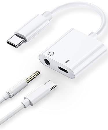 2 in 1 USB C Kopfhörer Adapter und Laden, Typ C auf 3,5 mm Aux Audio Kopfhörer Anschluss Jack Dongle Adapter Kompatibel mit iPhone 15/16, Galaxy S24 S23 S22 S21 FE S20 A55 A54, Google Pixel/Mi