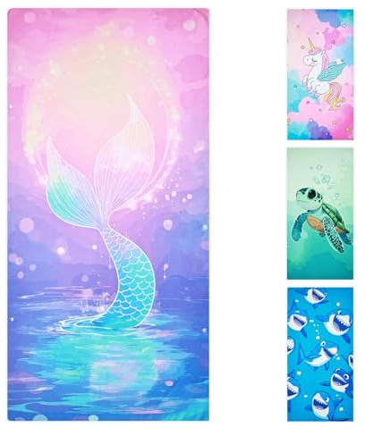 joyoldelf Telo Mare Sirena - 70x 140 cm Asciugamano da Spiaggia Microfibra, Telo Spiaggia per Bambina Ragazze, Asciugatura Rapida Telo Doccia Bambini per Campeggio Spiaggia Piscina Viaggio Morbido