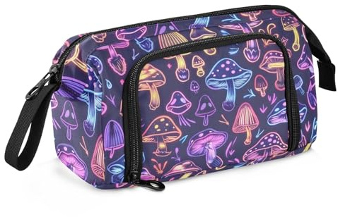 Federmäppchen mit großem Fassungsvermögen, helle Pilze, Stifteetui, Schreibwaren-Tasche, Schule, Uni, Büro, Organizer für Teenager, Erwachsene, Studenten, Helle Pilze, Einheitsgröße, Aktentasche