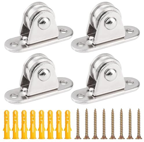 RoxNvm Carrucola per Sollevamento, 4Pcs Puleggia Carrucola, Carrucole Inox Metallo, Ruota a Rulli Pulegge di Rinvio per Funi, Puleggia per Corde per Funi Metalliche