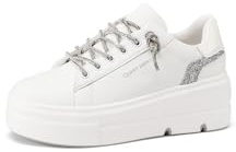 QUEEN HELENA Zapatillas de Plataforma con Cordones de Estilo Casual para Mujer con Purpurina X32-61, Color blanco., 37 EU