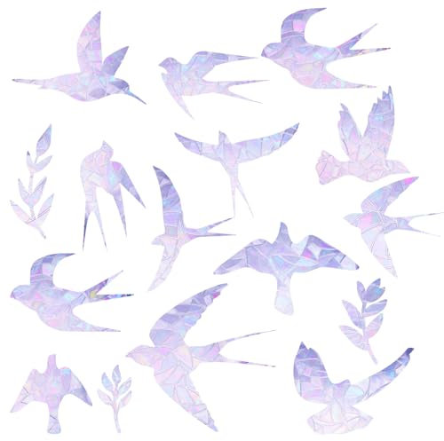 28 Stück Anti-Kollisions Fensteraufkleber für Vogelschläge Prisma Sonnenfänger Aufkleber Nicht Klebende Anti-Kollisions Aufkleber für Vogelschläge Wohnzimmer Schlafzimmer Büro Kolibri Stil