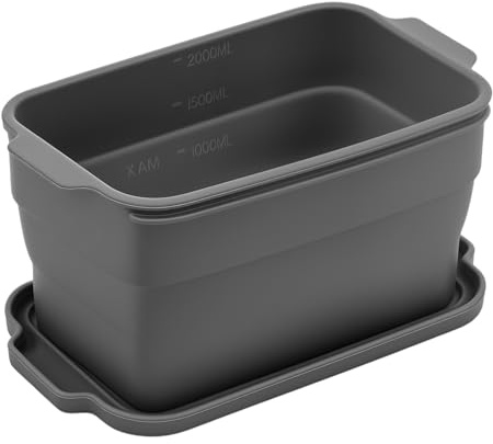 Eyoulife Molde rectangular para hornear pan 22,5 x 12,5 x 12,5 cm con escala, plegable, molde para pan con tapa, revestimiento antiadherente, molde de silicona apto para lavavajillas para hacer