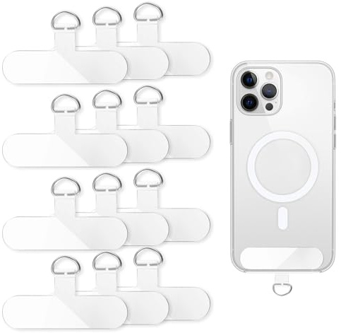 BOHUIZ 12 Stück Handykette Universal Pads, Transparent Handy Lanyard Patch | Handykette Halterung Phone Tether Tabs Universal Handykette Telefon Patch für Meisten Smartphones
