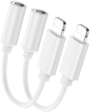 Tayte 2PC Kopfhörer Adapter für iPhone auf 3.5mm, auf Klinke Aux Audio Kopfhörer Adapter Kompatibel mit für iPhone 14 13 12 11 Pro/XS Max 8 7 Plus Unterstützt alle Systeme Weiß