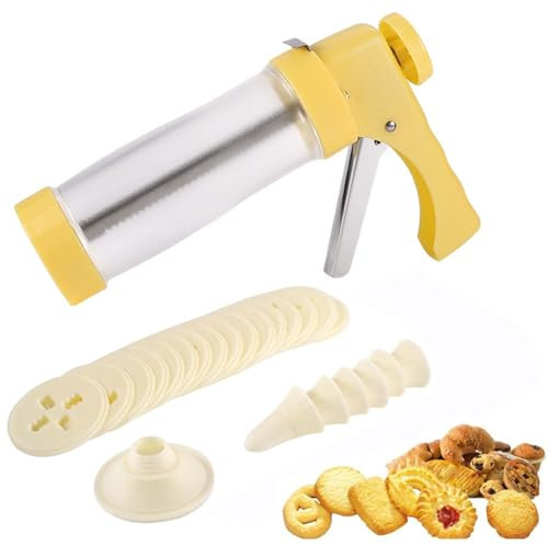 Cookie Maker Machine with 16 Cookie Press Discs & 6 Icing Tips - Perfect Tool for Making Spritz Cookies, Churros, Chocolate, and Candies