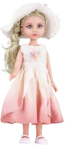 GAGAKU Puppe mit Haaren, 36cm Baby Puppe für Kinder ab 2 3 4 5 6+ Jahre, Spielzeug Baby Puppen mit Langen Haaren zum Kämmen - Rosa Kleid