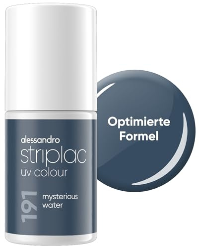 alessandro Striplac UV-Nagellack Mysterious Water - Deckend & Kratzfest bis zu 15 Tage - Leichtes Auftragen - Schonende Abziehtechnologie - Vegan - Blau, 6,5ml