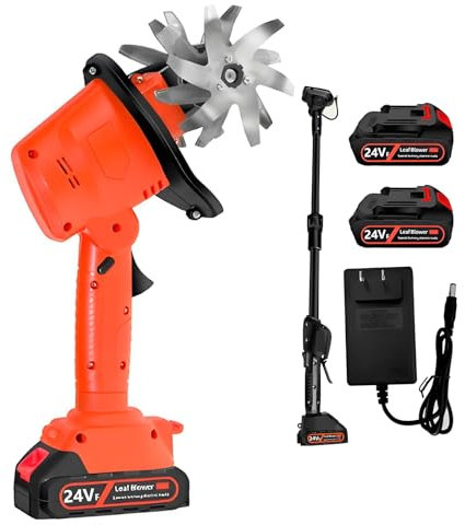 Zappatrice Elettrica 24V Motozappa Elettrica per Orto con 2 x 1.5Ah Batteria Motocoltivatore Elettrica con 4 File di Denti in Acciaio Larghezza di lavorazione 10 cm profondità 10 cm