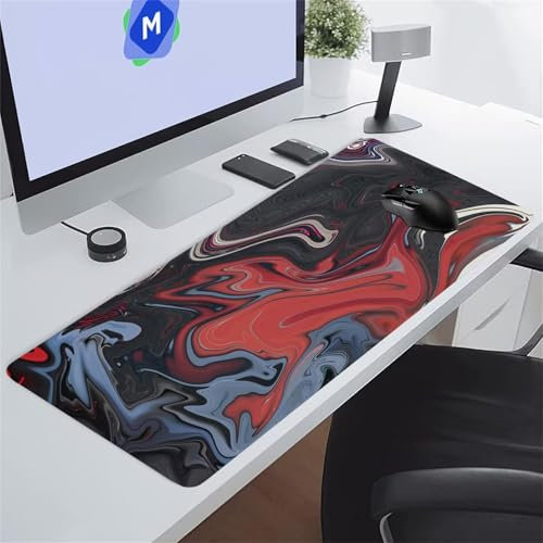 Tapis de Souris Gaming Fluide Gris Rouge XXL Mouse Pad, Grand Tapis Bureau avec Base Anti-Dérapage, Extended Long Clavier Pad Large Mousepad pour PC Gamer et Le Bureau 1000x500x2 mm