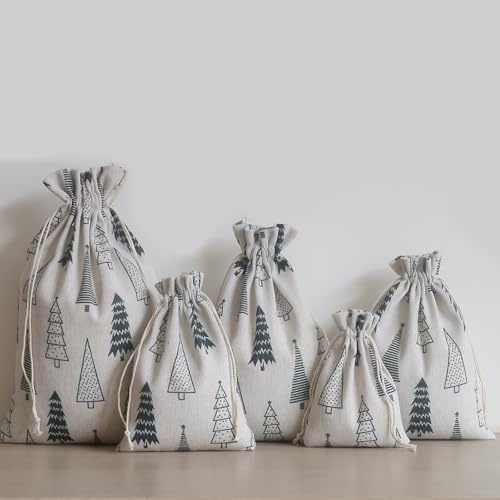DAHI jutesäckchen,adventskalender zum befüllen groß,17x23cm Baumwollsäckchen mit Kordelzug,Befüllbare Geschenkbeutel und Säckchen für Weihnachten (17X23cm)