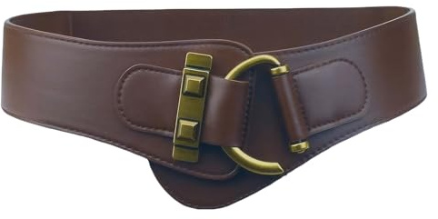 NUREINSS Damen Breiter Elastischer Gürtel mit Hakenschließe | Stretchy Taillengürtel für Kleider, Mäntel, Pullover & Daunenjacken Kaffee