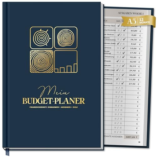 12 Monate Budget Planner Deutsch - Undatierter Haushaltsbuch 2026 mit 60 Wochen Einnahmen-Ausgaben Tracker, Achtsamkeit, Reflexion - Finanzplaner - Budgetplaner zur Kontrolle Geldes - Ausgabenbuch