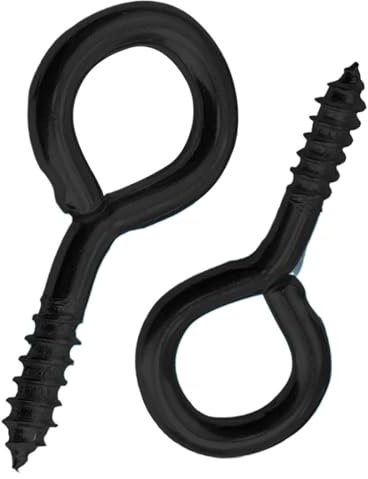 TXLEAPEY 5-50 Pezzi di Occhielli a Vite con Occhiello placcati Neri a Forma di O, Viti autofilettanti a Gancio(2 50pcs)