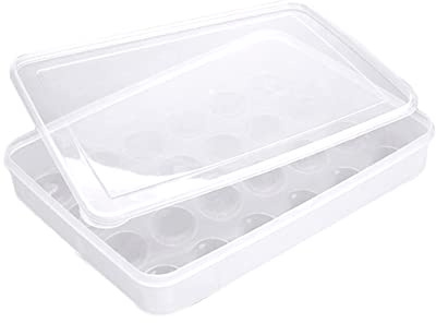 Porta Huevos de Plástico Transparente para Refrigerador 30, 5x21, 8x5, 8 Cm | Caja Apilable Tapa Clara, Almacenamiento para Cocina del Hogar, Bandeja para 24 Huevos