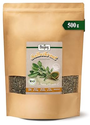Biojoy BIO Salbeikraut, getrocknet und geschnitten, Salbeitee, 500 g | Salbei Tee, Kräutertee lose, Salvia officinalis L.