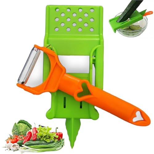 Pelador y ahorro de verduras multifuncional, herramienta de cocina 2 en 1 para pelar y cortar frutas y verduras