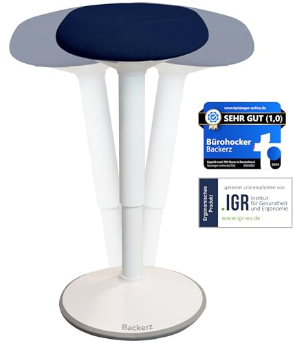 Ergonomisk pall – kontorspall testvinnare med en ståpall på 55–80 cm justerbar höjd med svängeffekt – kontorsståstol – halkfri sittpall ergonomisk – gungpall kontor – blå