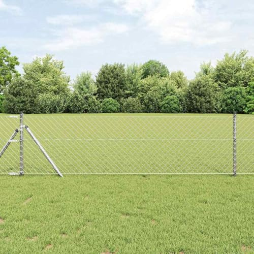 Clôture de jardin pour chien - Clôture de jardin avec poteaux en acier argenté - 0,6 x 25 m - Clôture décorative pour balcon, terrasse, arrière-cour - Robuste