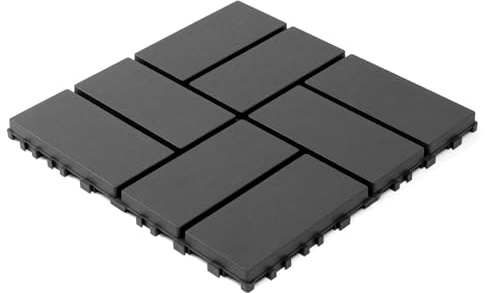 Plastic Interlocking Decking Tiles, 44 Packs of Terrace Decking Tiles, 12 Inches X 12 Inches for All-Weather Use, Backyard Pool Decking Tiles, Dark Gray Grey Easy to Install, Solid and Reliable.