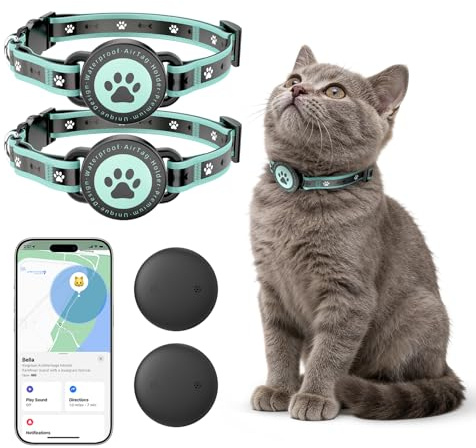 Katze Tracker (iOS & Android), Mini Katzen Hund Halsband Aktivitätstracker (Türkis, 2 Pack)